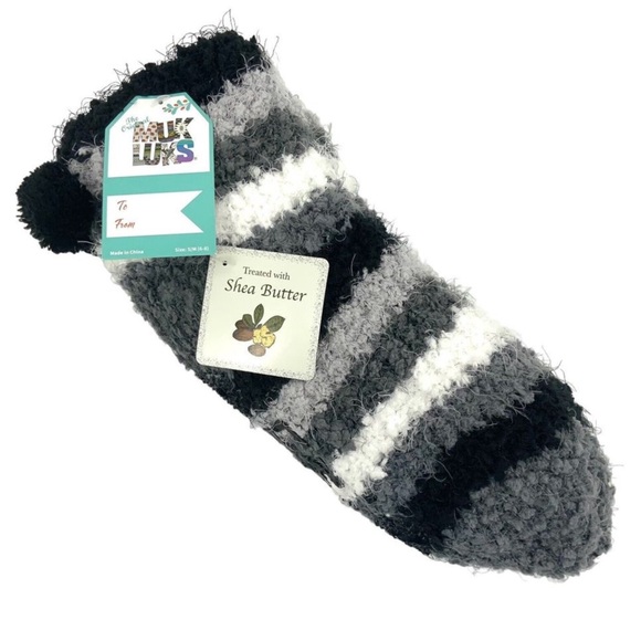 Muk Luks Womens Cabin Socks Shea Butter Non-Skid Bottom Black Gray Size S/M New - Picture 8 of 8
